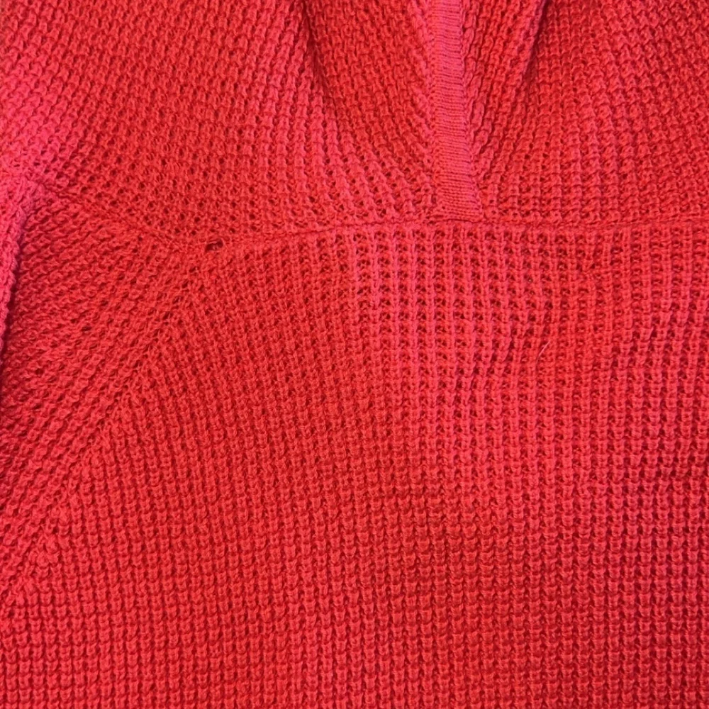Lauren Ralph Lauren Hooded Waffle Knit Sweater Top Shirt Orange  Sz Small Petite